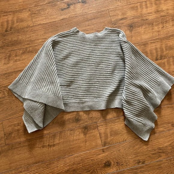 En Creme Womens Knit Pullover Sweater Wide Sleeves Gray Casual Cropped Medium - Picture 6 of 7